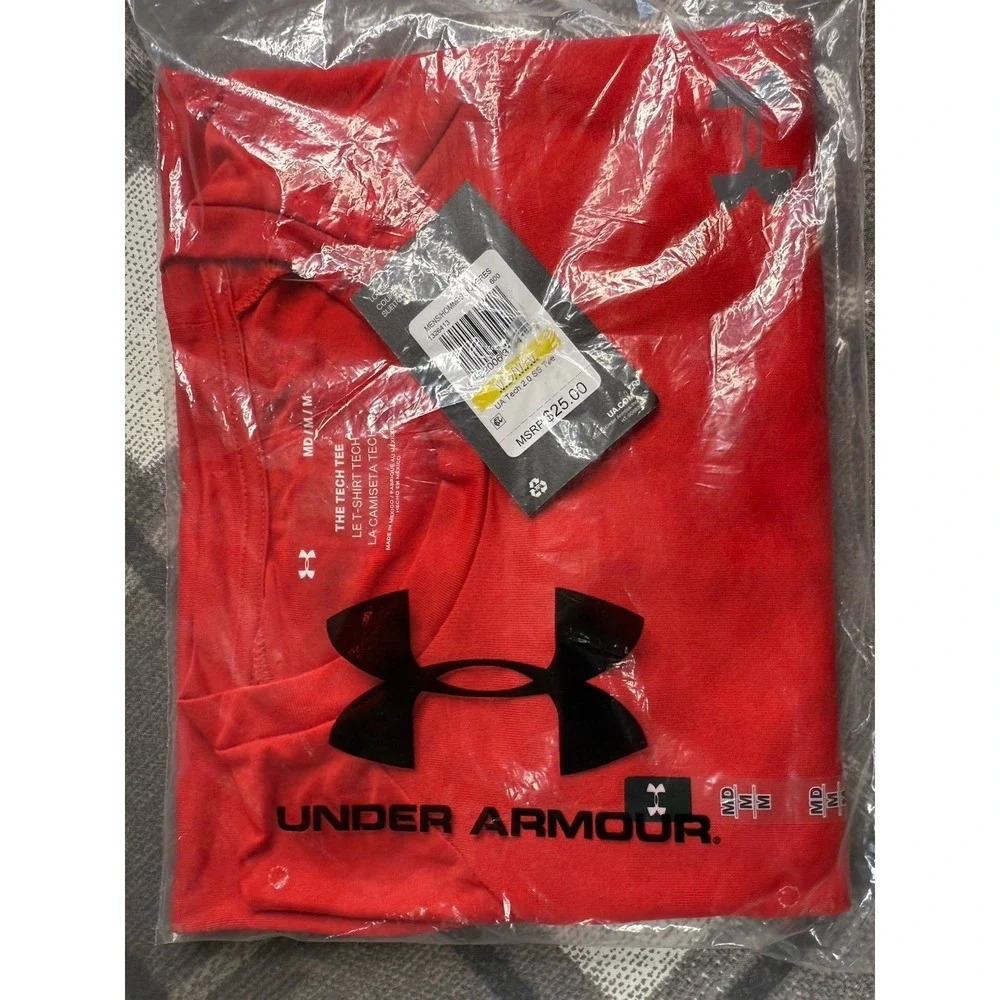 UNDER ARMOUR MENS Medium RED TECH T SHIRT NEW W/ TAGS
